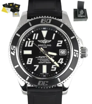 MINT Men's Breitling SuperOcean 42 Abyss A17364 42mm Stainless Black Date Watch