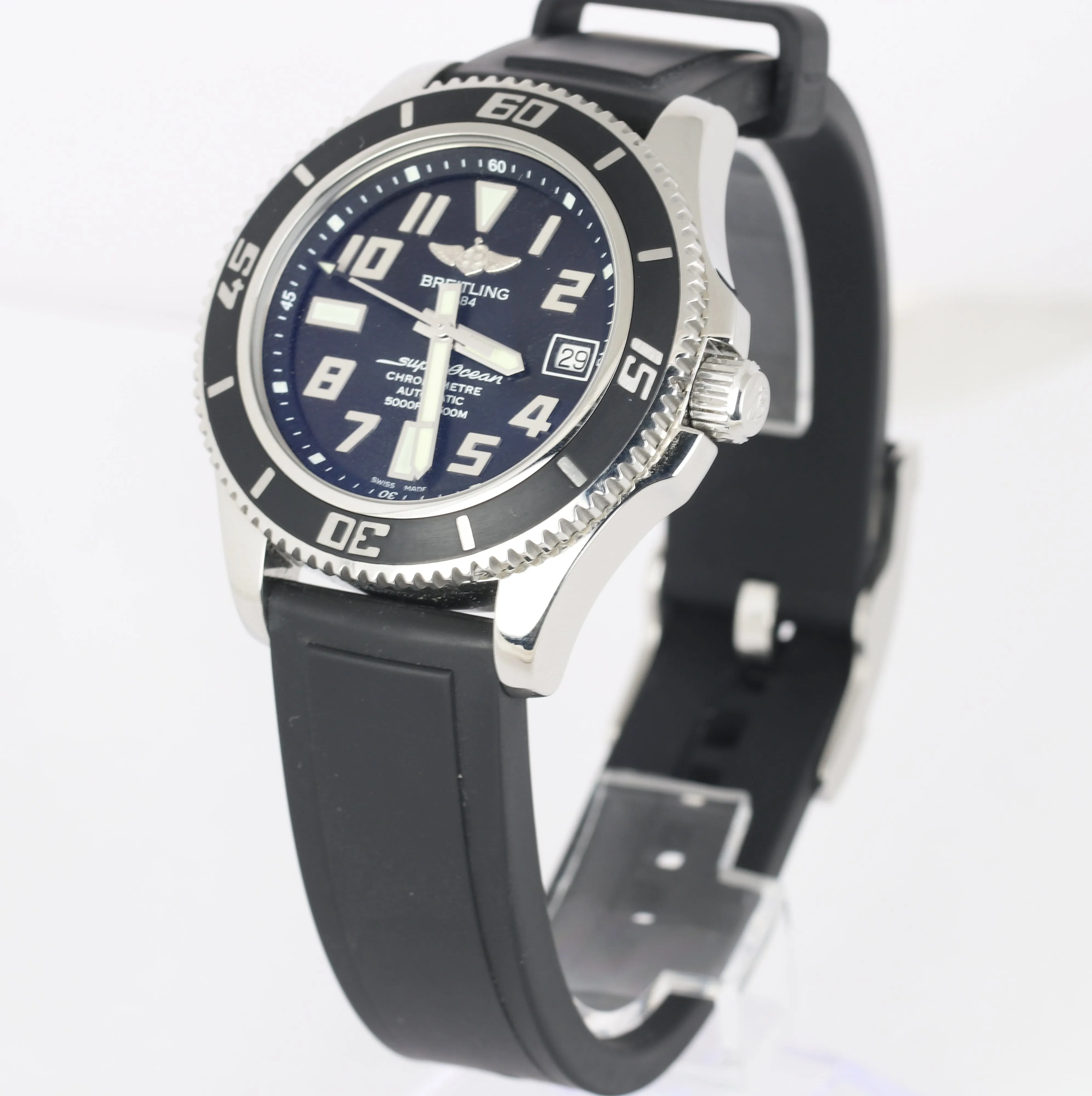 MINT Men's Breitling SuperOcean 42 Abyss A17364 42mm Stainless Black Date Watch