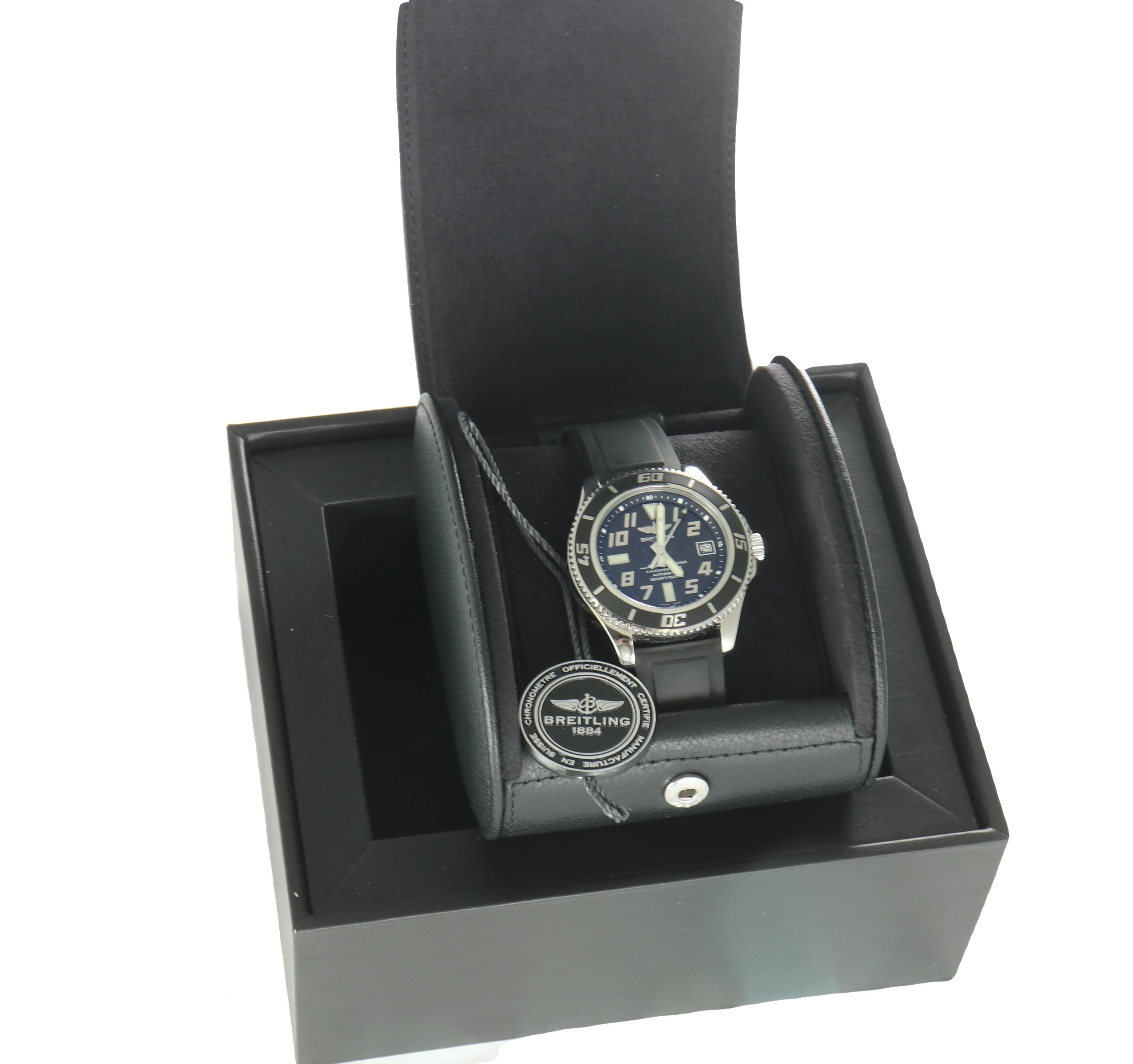 MINT Men's Breitling SuperOcean 42 Abyss A17364 42mm Stainless Black Date Watch