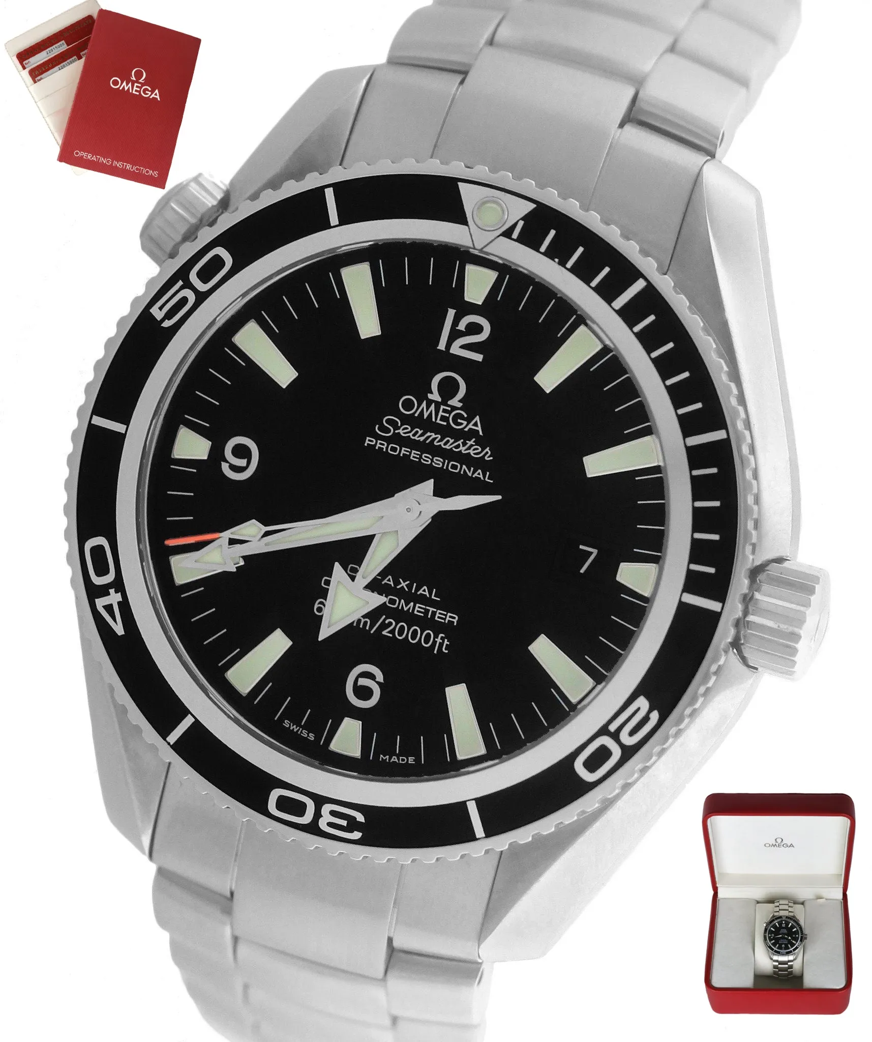 MINT Omega Seamaster Planet Ocean Steel 42mm Co-Axial 600M 2201.50 Black Watch