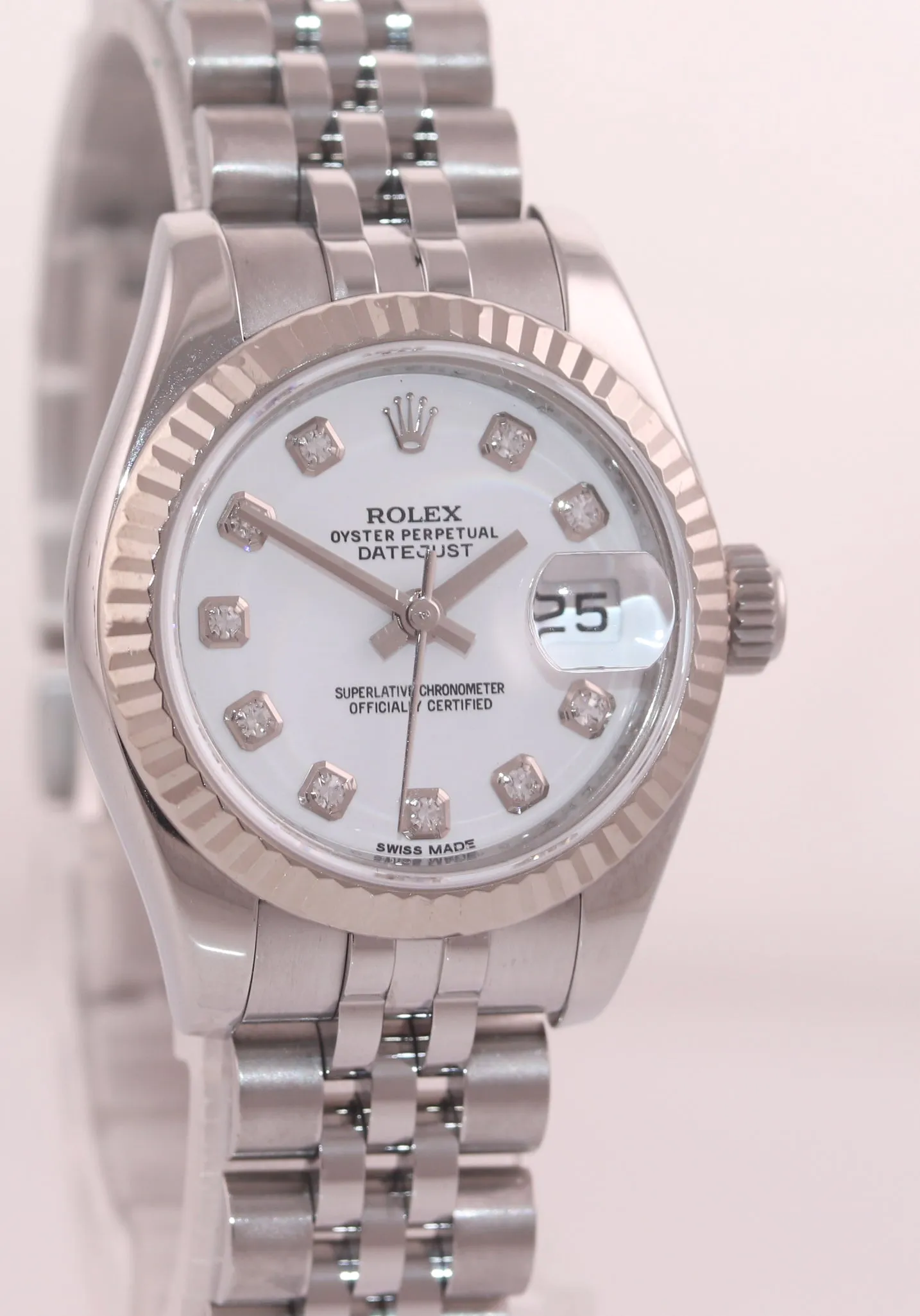 MINT Papers Ladies Rolex 179174 Datejust White Diamond Jubilee 26mm Watch Box