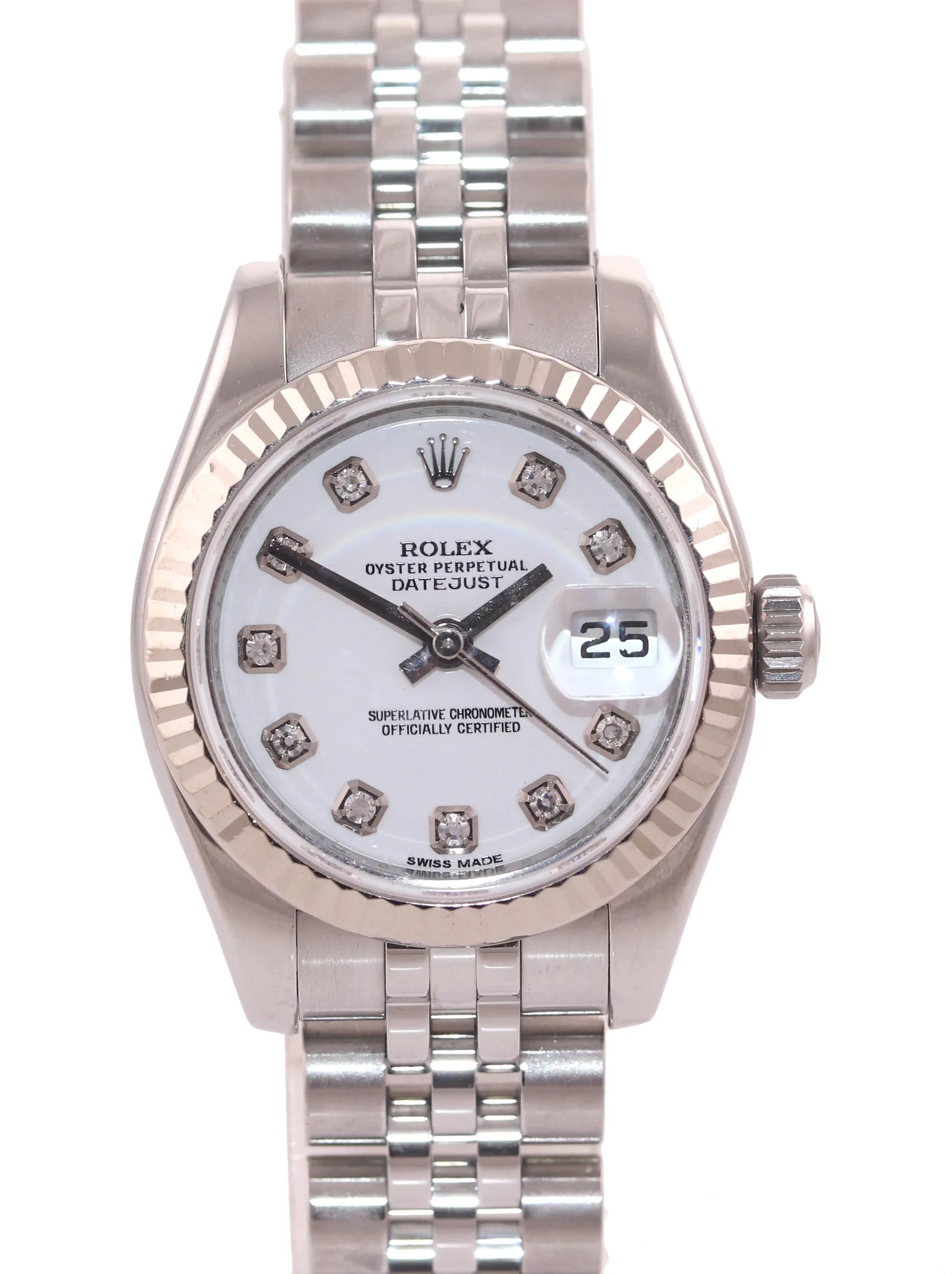 MINT Papers Ladies Rolex 179174 Datejust White Diamond Jubilee 26mm Watch Box