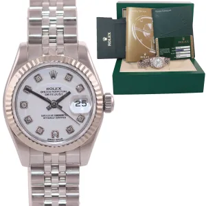 MINT Papers Ladies Rolex 179174 Datejust White Diamond Jubilee 26mm Watch Box