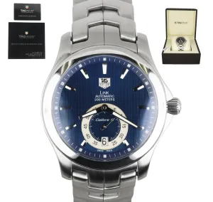 MINT TAG Heuer Link Calibre 6 Blue 40mm Auto Date Stainless Steel WJF211F Watch