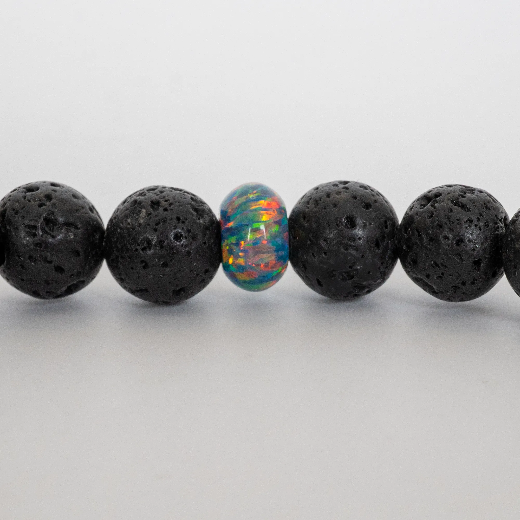 Moonstone Opal & Lava Stone Beaded Bracelet