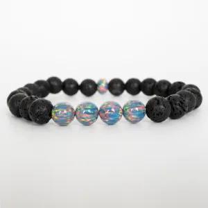 Moonstone Opal & Lava Stone Beaded Bracelet