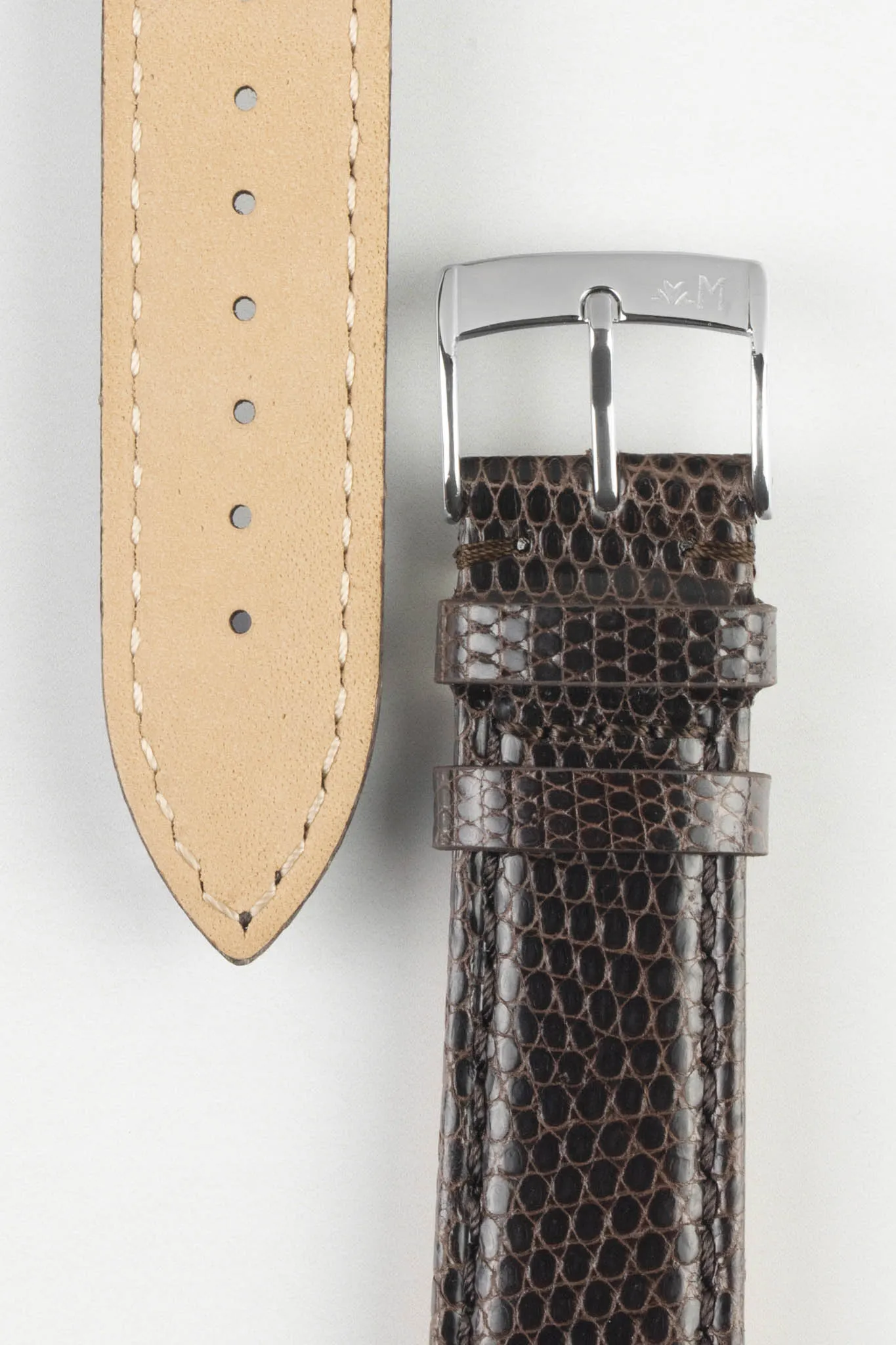 Morellato VIOLINO Genuine Lizard Skin Watch Strap in DARK BROWN
