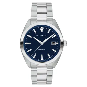 Movado Heritage Series Datron Mens Stainless Steel Blue Dial Watch