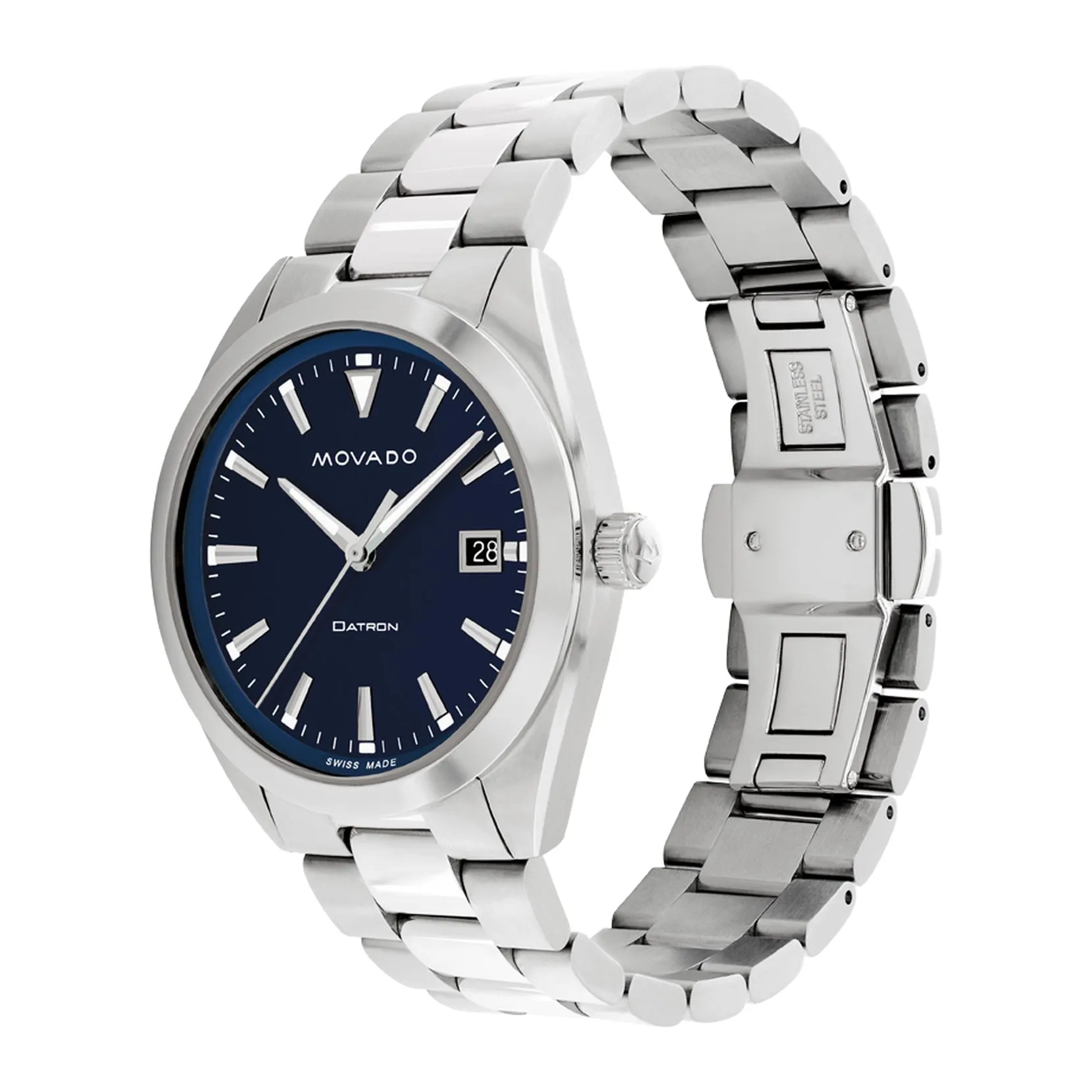 Movado Heritage Series Datron Mens Stainless Steel Blue Dial Watch