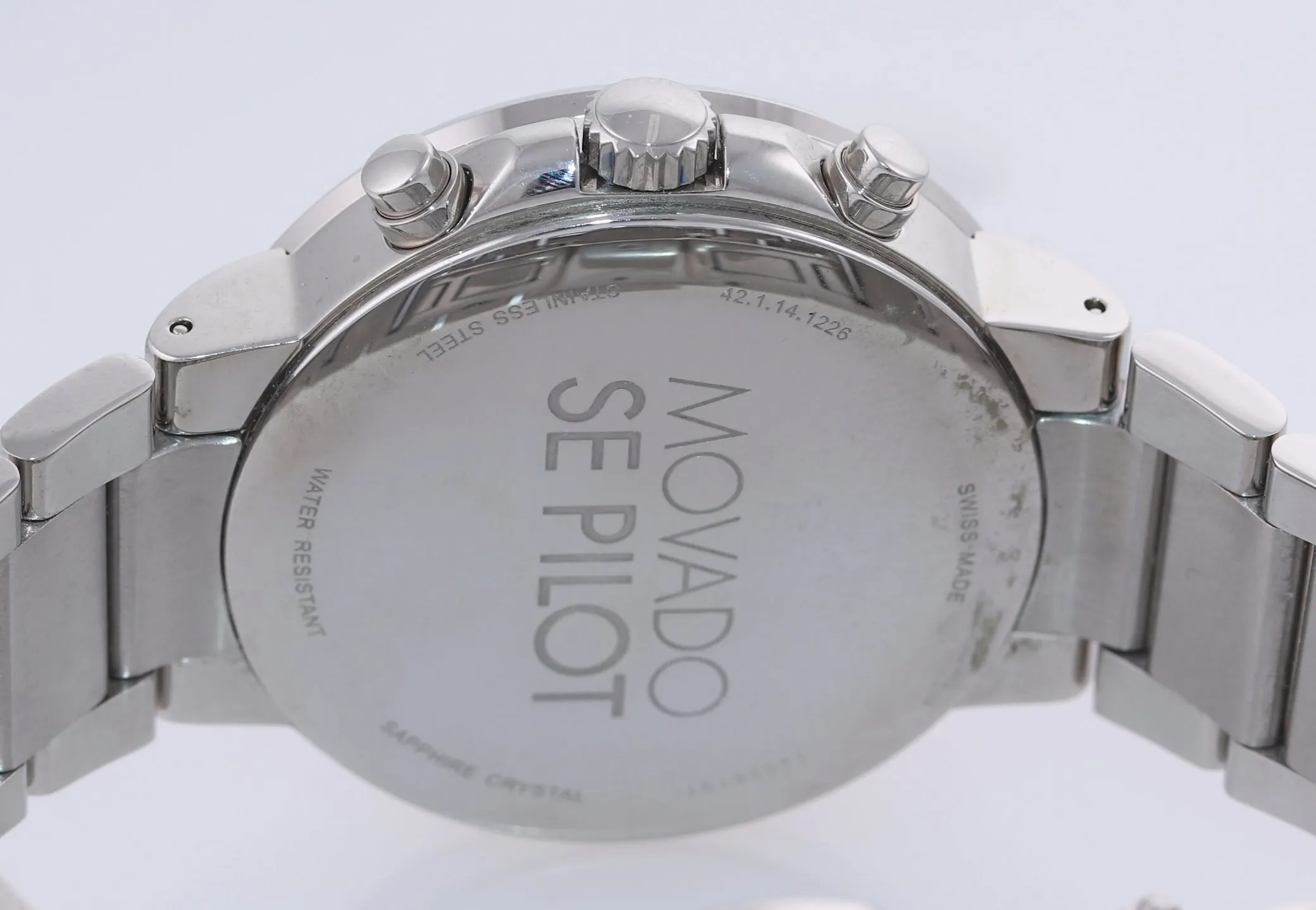 Movado SE Pilot 42.1.14.1226 Steel Quartz Chronograph Silver Dial 42mm Watch