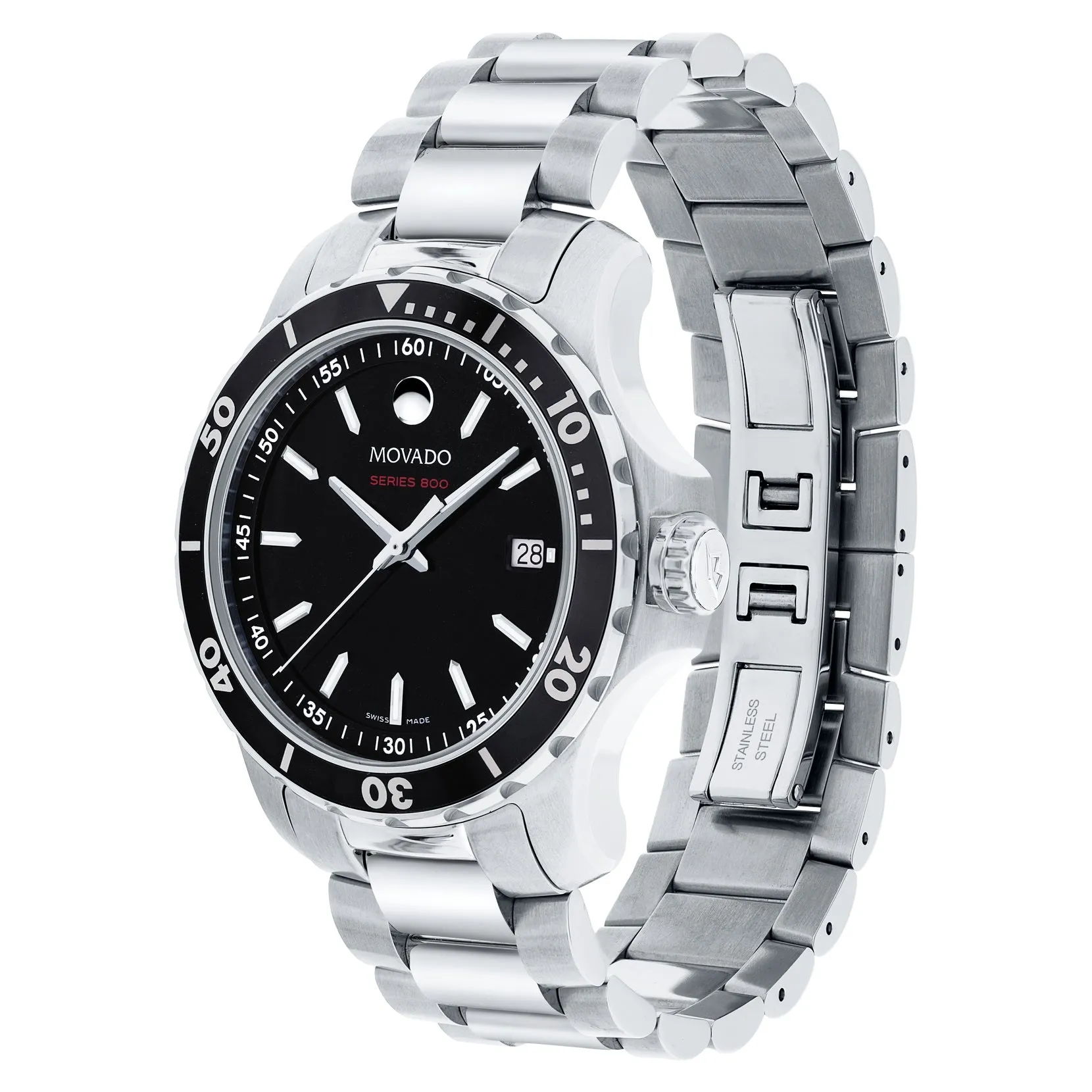 Movado Series 800 Men's Stainless Steel Black Dial Watch