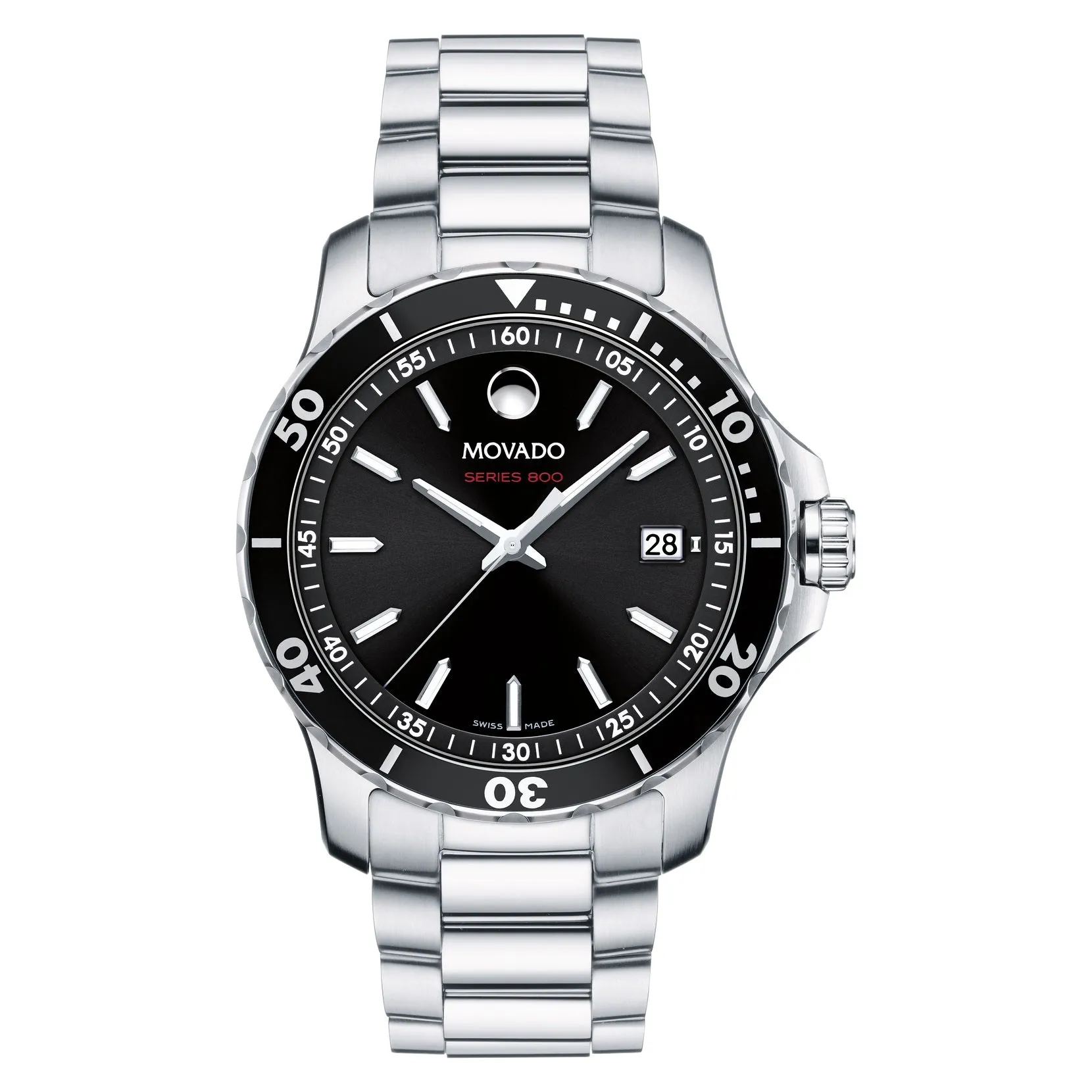 Movado Series 800 Men's Stainless Steel Black Dial Watch