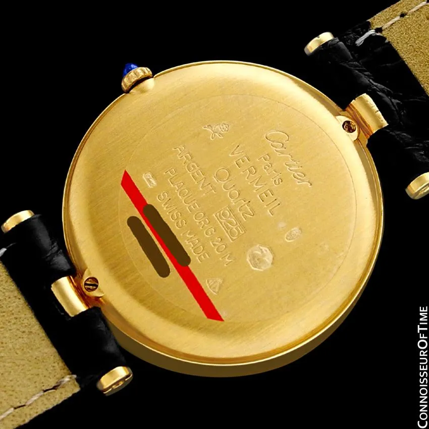 Must De Cartier Vendome Mens Midsize Unisex Vermeil Watch - 18K Gold Over Sterling Silver & Diamonds
