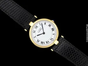 Must De Cartier Vendome Mens Midsize Unisex Vermeil Watch - 18K Gold Over Sterling Silver