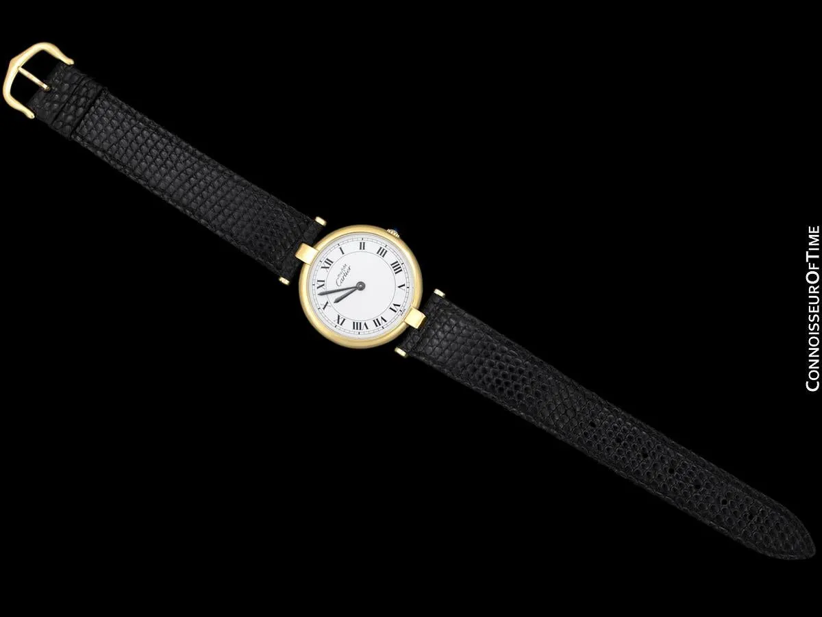 Must De Cartier Vendome Mens Midsize Unisex Vermeil Watch - 18K Gold Over Sterling Silver