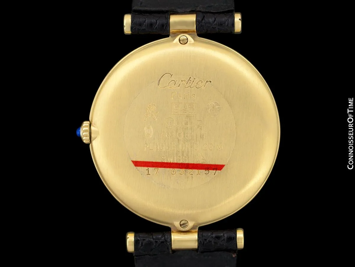 Must De Cartier Vendome Mens Midsize Unisex Vermeil Watch - 18K Gold Over Sterling Silver