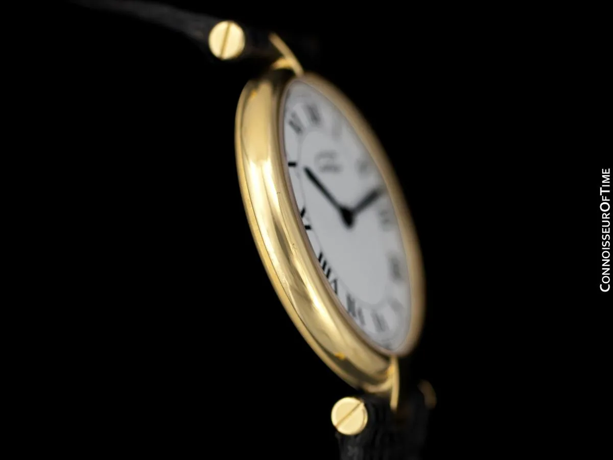 Must De Cartier Vendome Mens Midsize Unisex Vermeil Watch - 18K Gold Over Sterling Silver