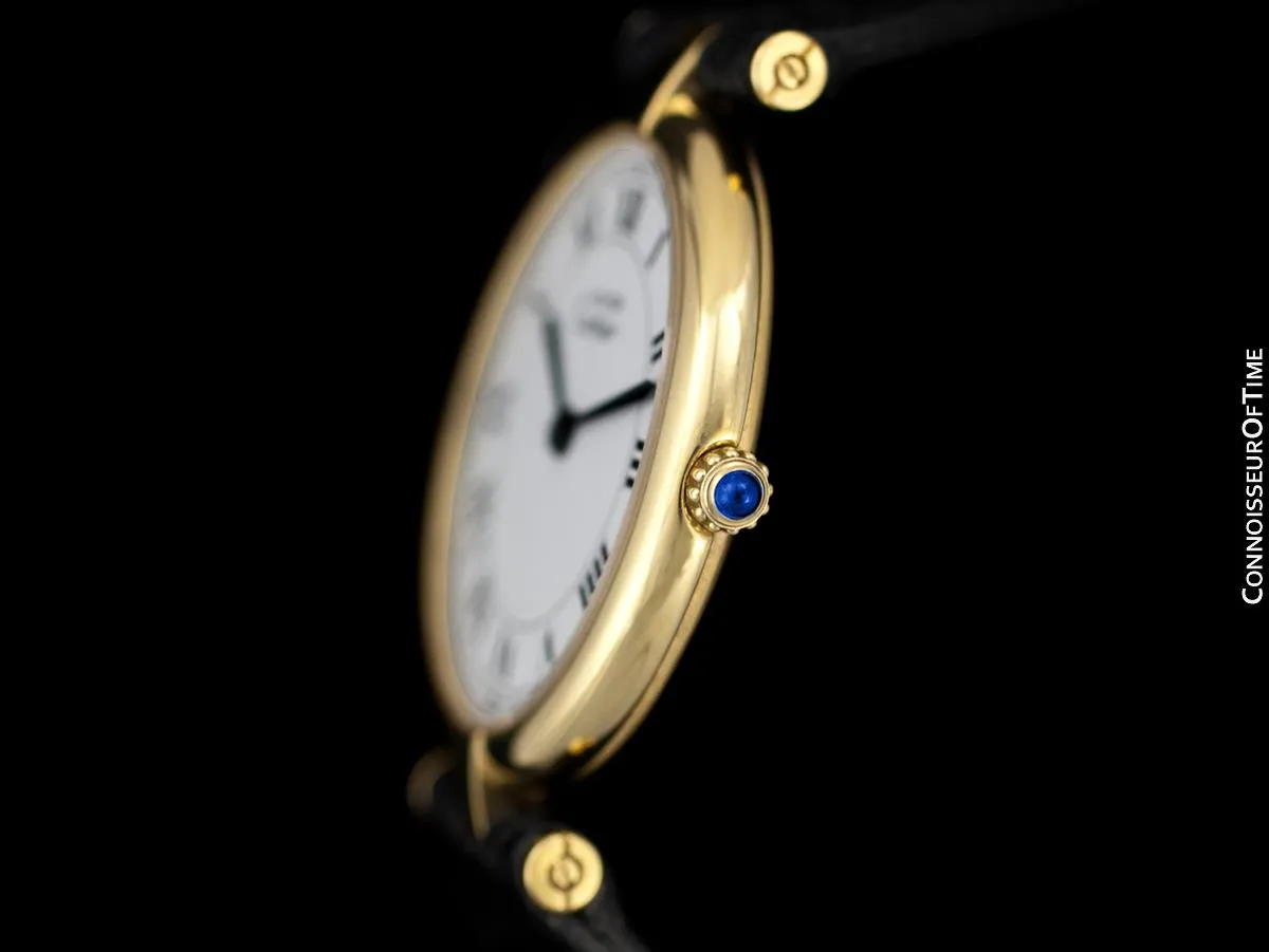 Must De Cartier Vendome Mens Midsize Unisex Vermeil Watch - 18K Gold Over Sterling Silver