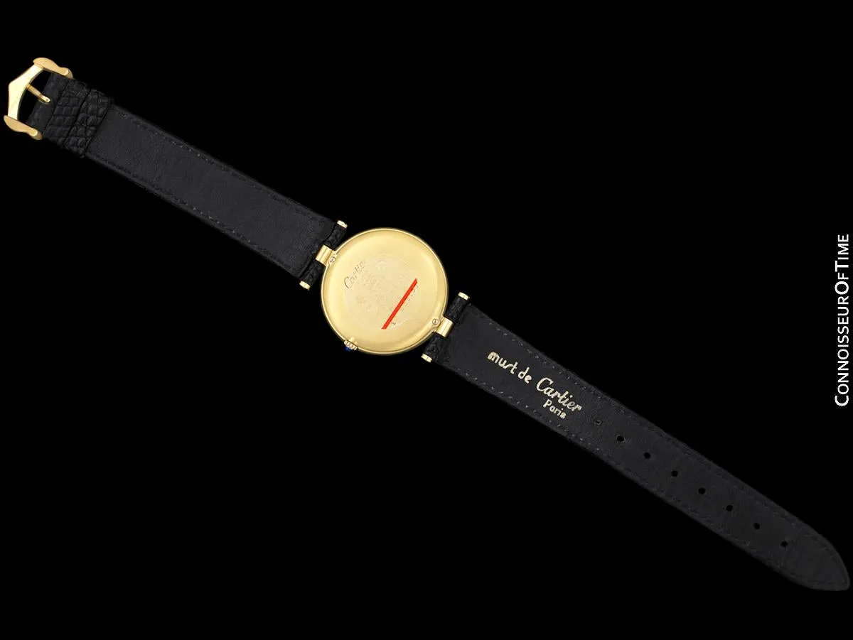 Must De Cartier Vendome Mens Midsize Unisex Vermeil Watch - 18K Gold Over Sterling Silver
