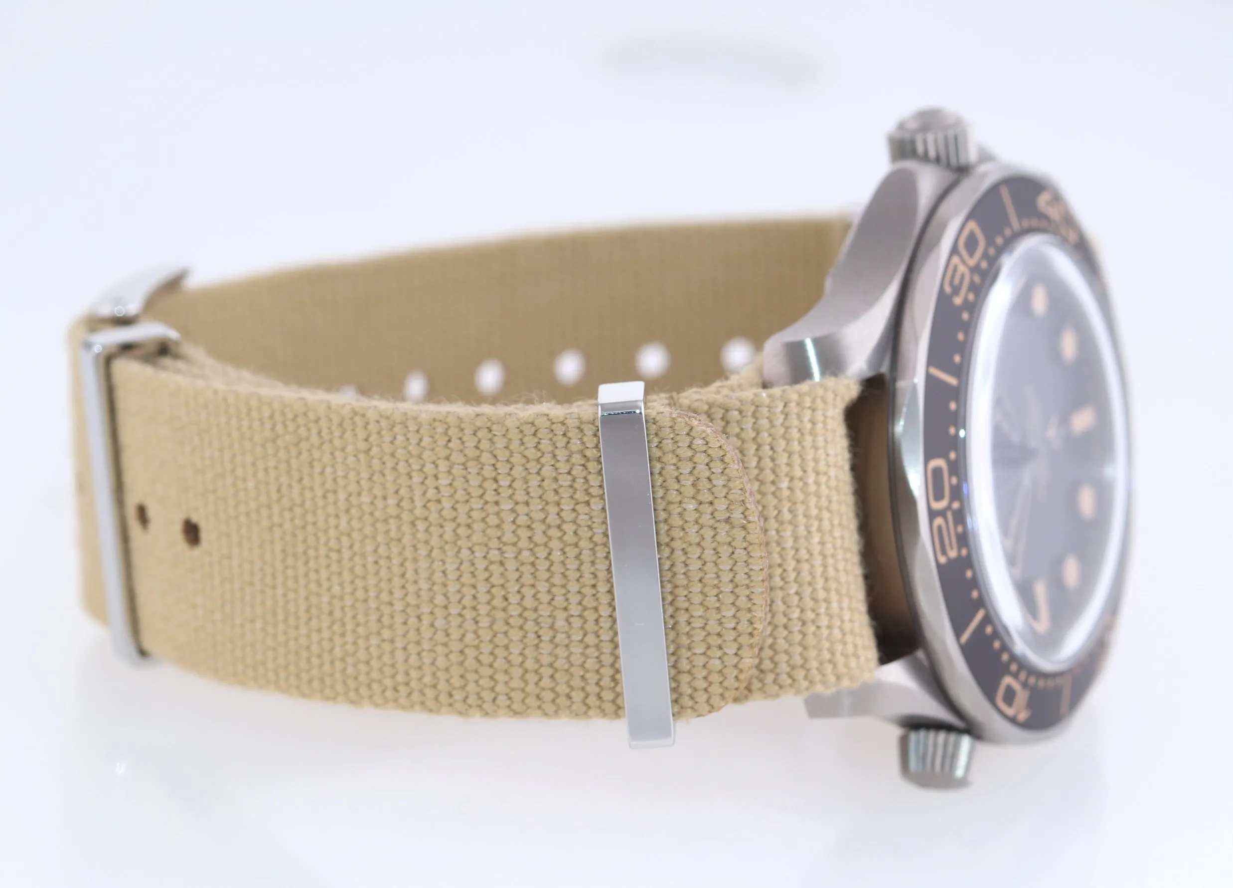 NEW 2021 Omega Seamaster Bond 007 Brown Titanium NATO 210.92.42.20.01.001 Watch