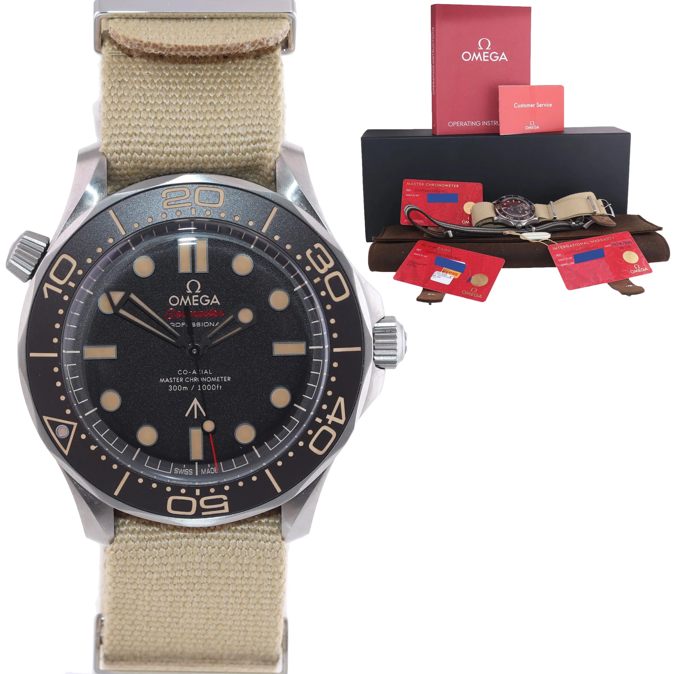 NEW 2021 Omega Seamaster Bond 007 Brown Titanium NATO 210.92.42.20.01.001 Watch