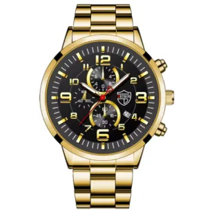 NEW DEYROS Men's Watches Luxury Brand Big Dial Business Casual Quartz Watch Stainless Steel Waterproof Luminous Calendar Wristwatch for Men