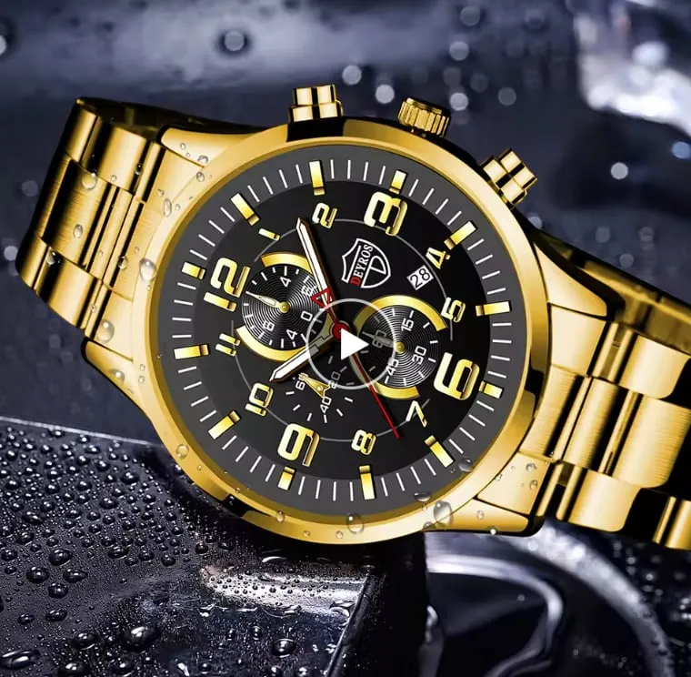 NEW DEYROS Men's Watches Luxury Brand Big Dial Business Casual Quartz Watch Stainless Steel Waterproof Luminous Calendar Wristwatch for Men