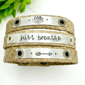 New! Nordic Sand | 3 Phrases | Leather Skinny Bracelet | Adjustable