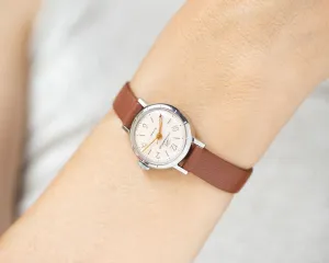 New old stock lady watch Dawn\Youth silver shade, retro wristwatch for women jewelry gift vintage girl watch simple new premium leather band