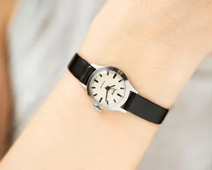 New old stock women watch Dawn minimalist,  silver shade wristwatch for lady vintage gift, classic watch for girl, new genuine leather strap