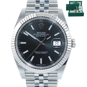 NEW PAPERS Rolex DateJust 41 126334 Black Stick Steel Fluted Jubilee Watch Box