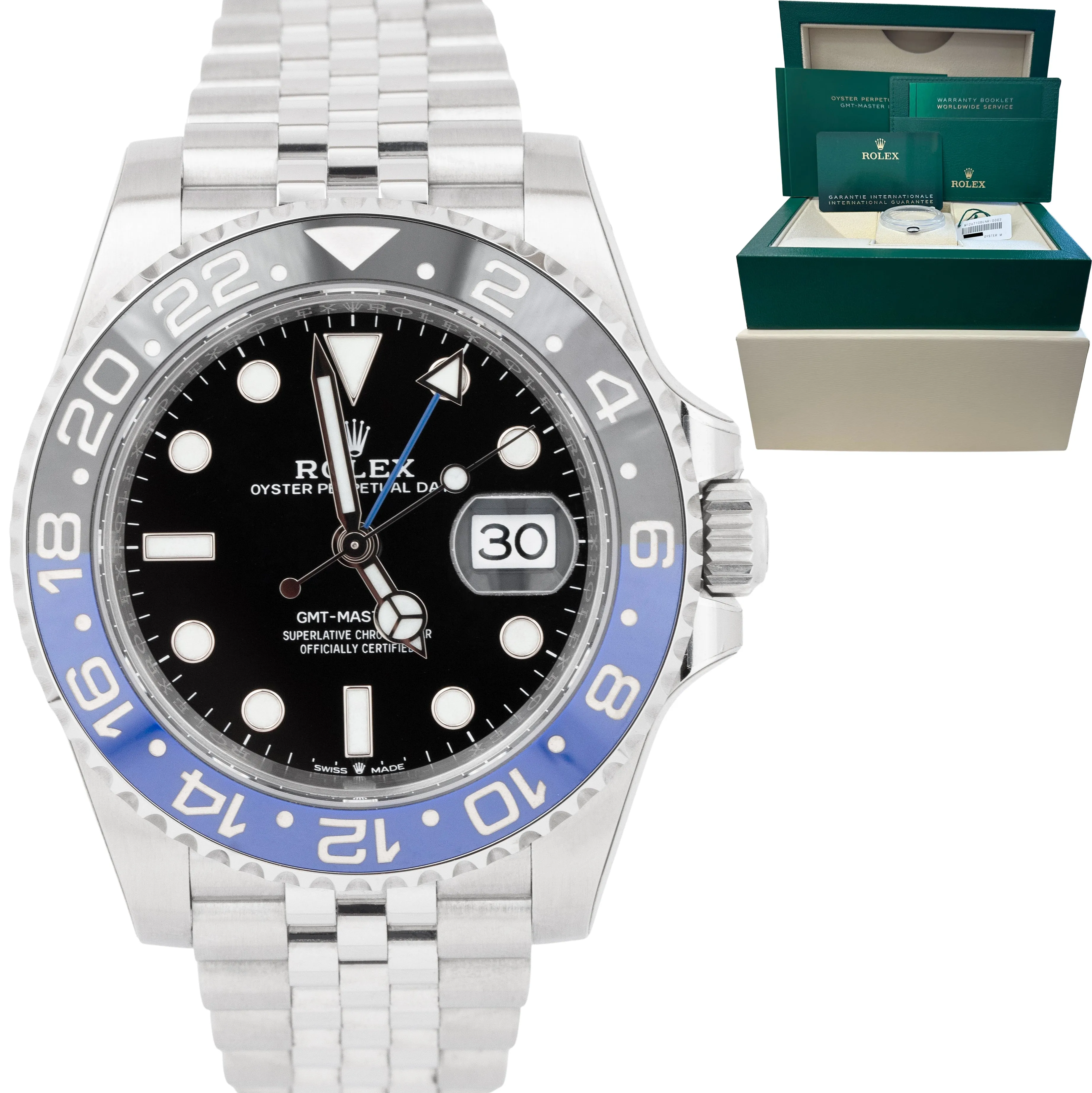 NEW STICKERED 2022 Rolex GMT-Master II BATMAN Blue Black 126710 BLNR 40mm Watch
