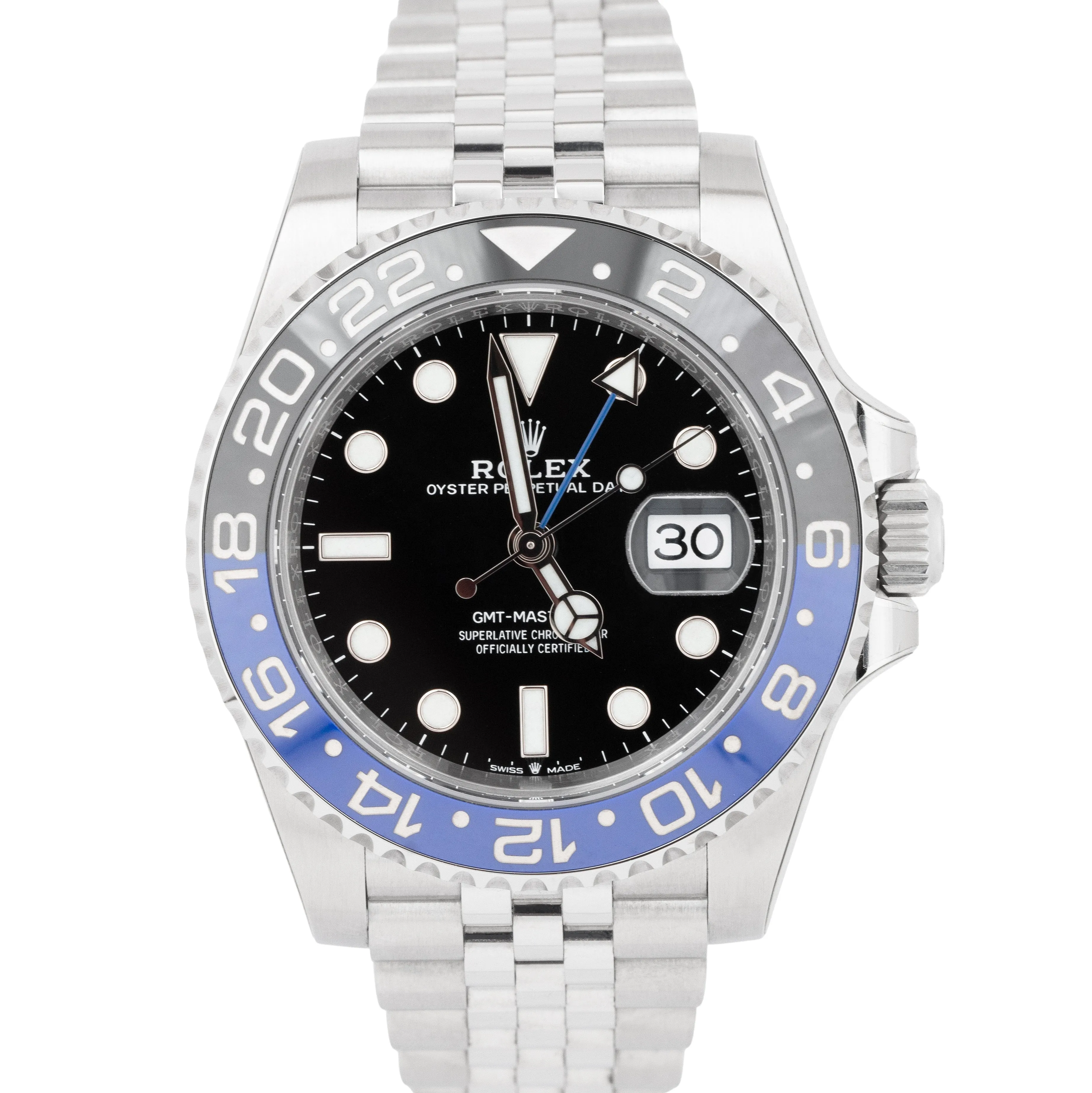 NEW STICKERED 2022 Rolex GMT-Master II BATMAN Blue Black 126710 BLNR 40mm Watch