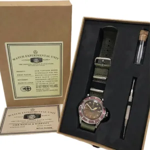 NEW! WMT Royal Marine - Aquar Tropical Dial / Diver Burgundy Bezel AGED Watch 218-05