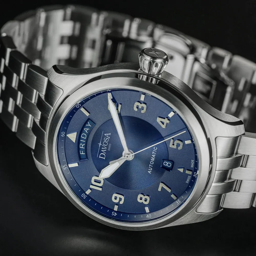 Newton Day-Date Automatic 44mm Blue Pilot Watch 16158540