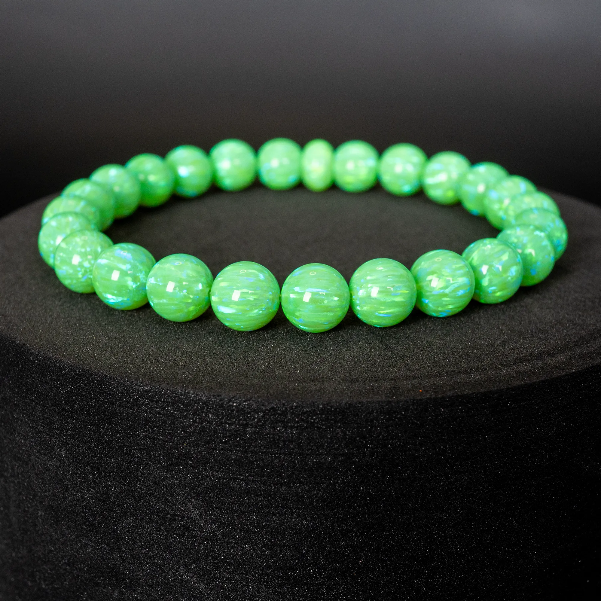 Nuclear Green Glow Opal Beaded Bracelet