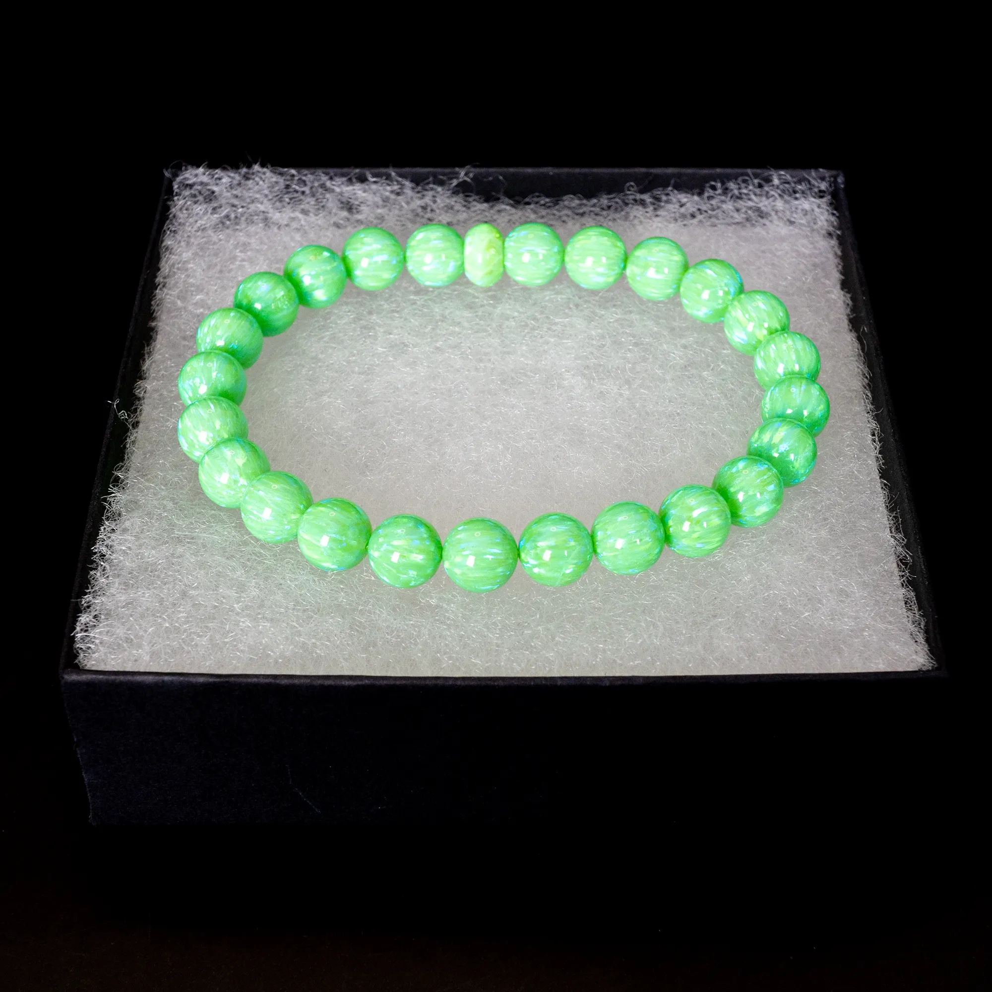 Nuclear Green Glow Opal Beaded Bracelet