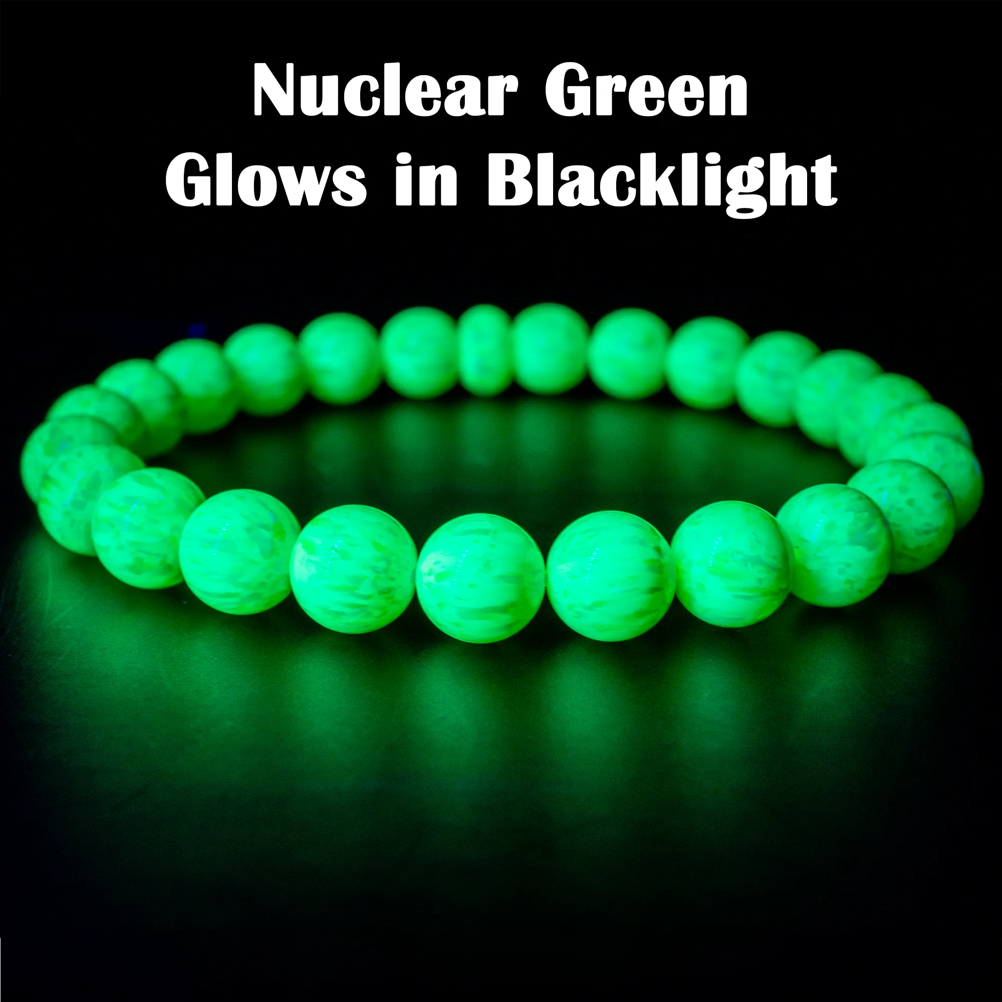 Nuclear Green Glow Opal Beaded Bracelet
