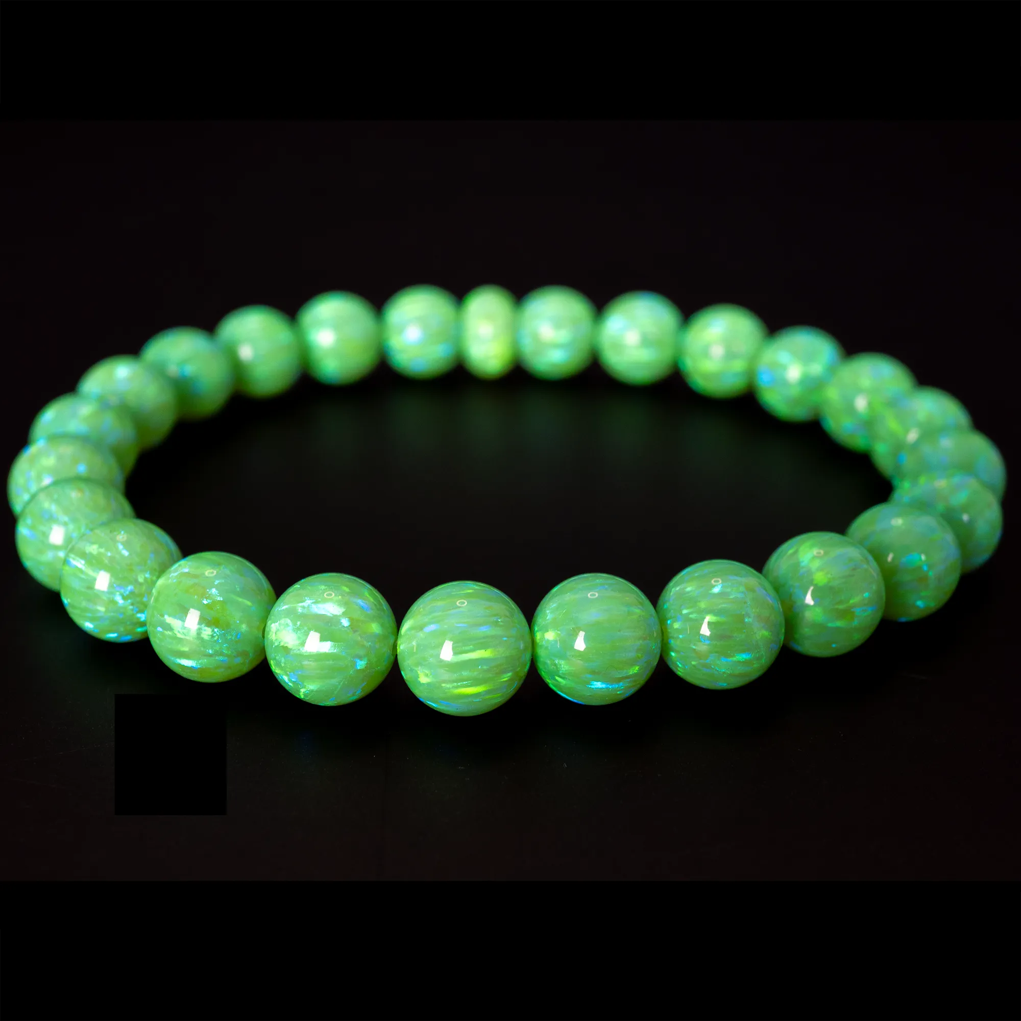 Nuclear Green Glow Opal Beaded Bracelet