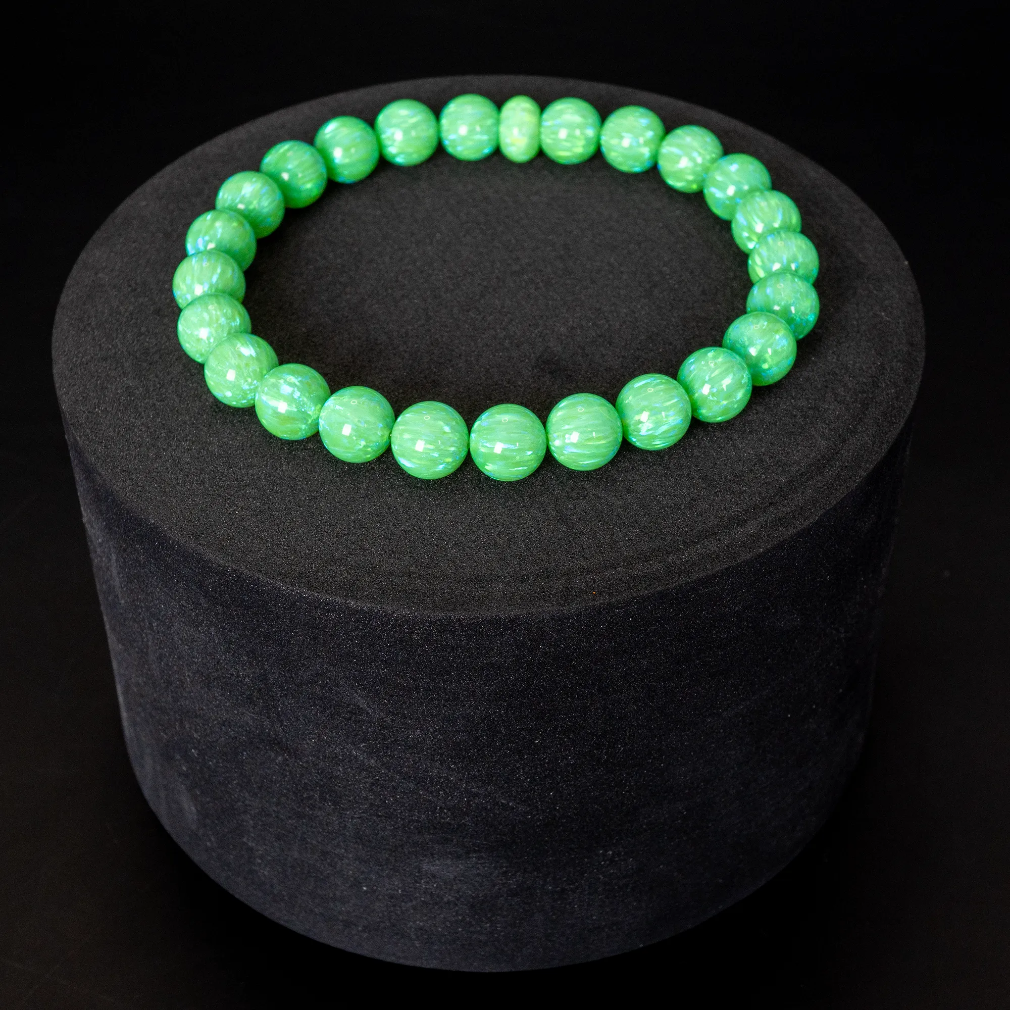 Nuclear Green Glow Opal Beaded Bracelet