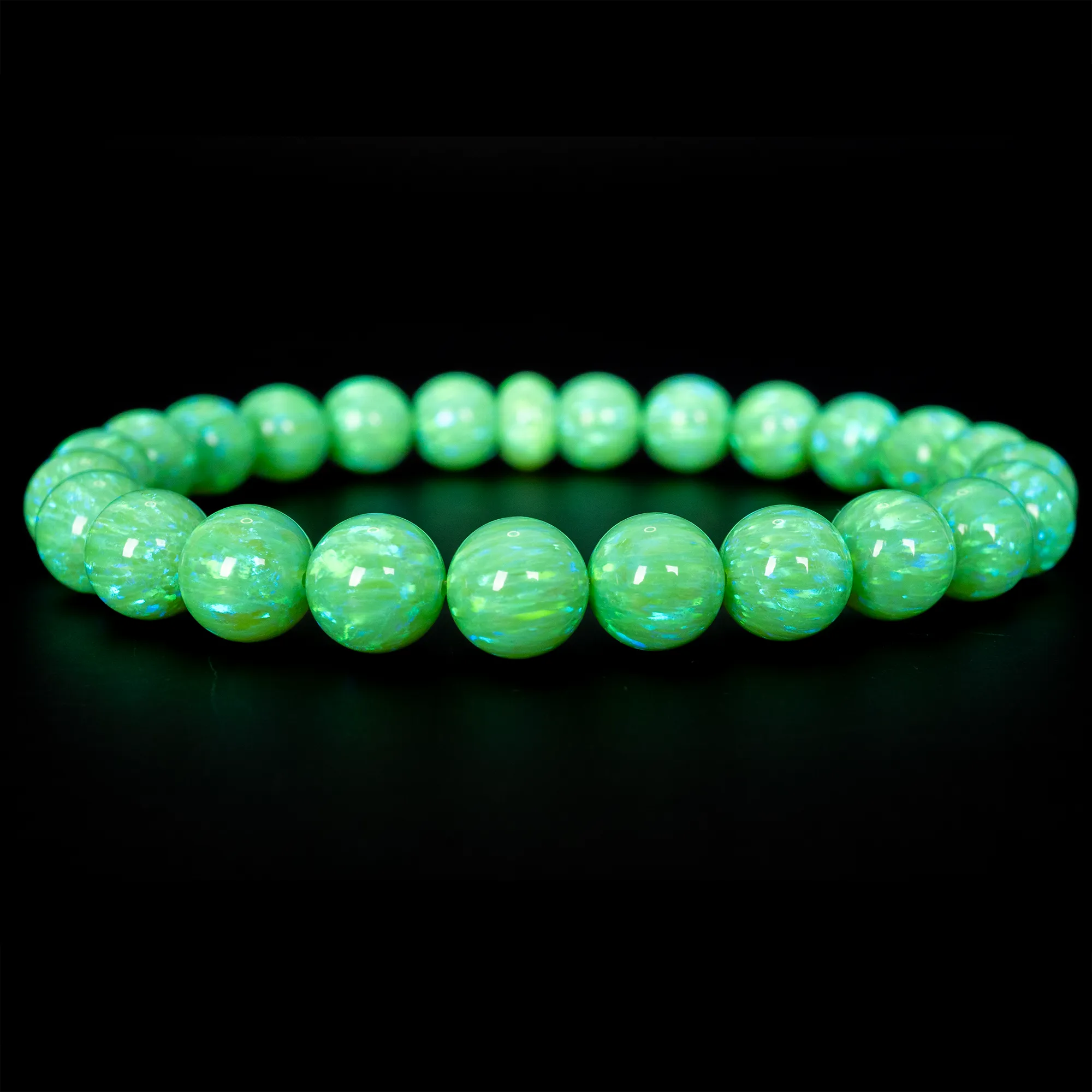 Nuclear Green Glow Opal Beaded Bracelet