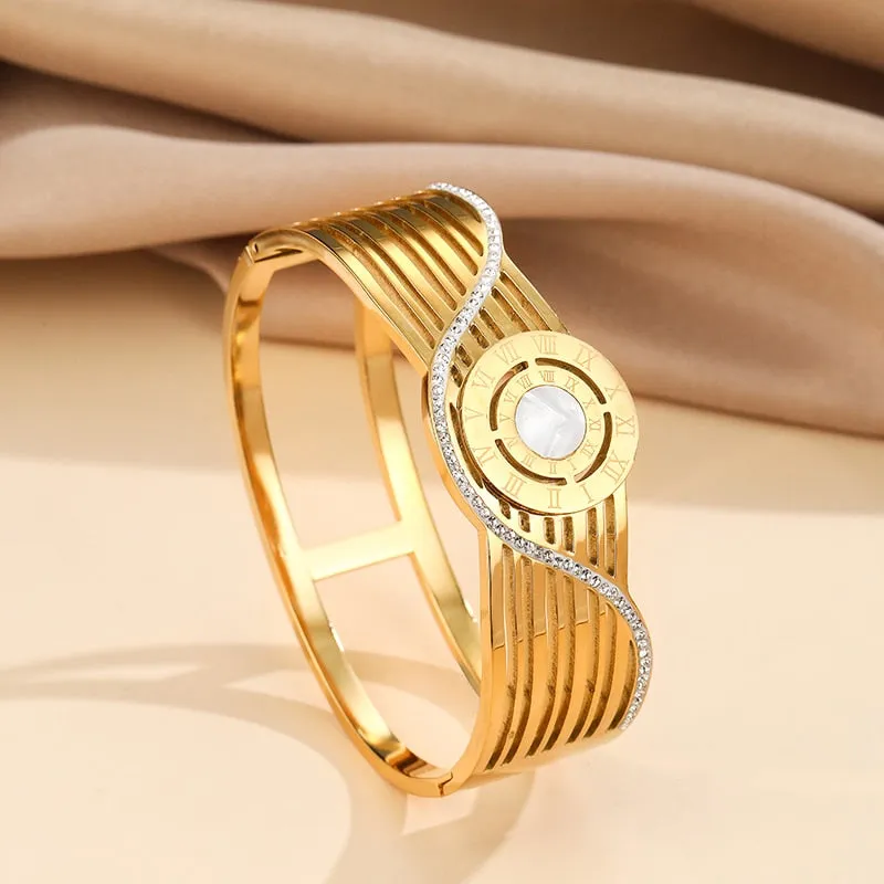 Numeral Bangle Roman Bracelet Sparkling Women Jewelry