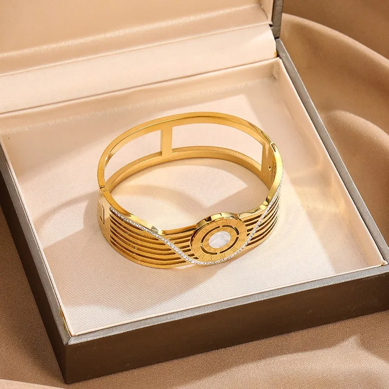 Numeral Bangle Roman Bracelet Sparkling Women Jewelry