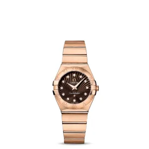 Omega Constellation 27mm Ladies Watch - Ref: 123.50.27.60.63.001 - Brown Diamond Index Dial, 18K Rose Gold Bracelet