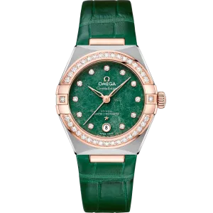 Omega Constellation 29 mm, steel - Sedna™ gold on leather strap