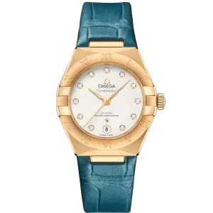 Omega Constellation 29 mm, yellow gold on leather strap