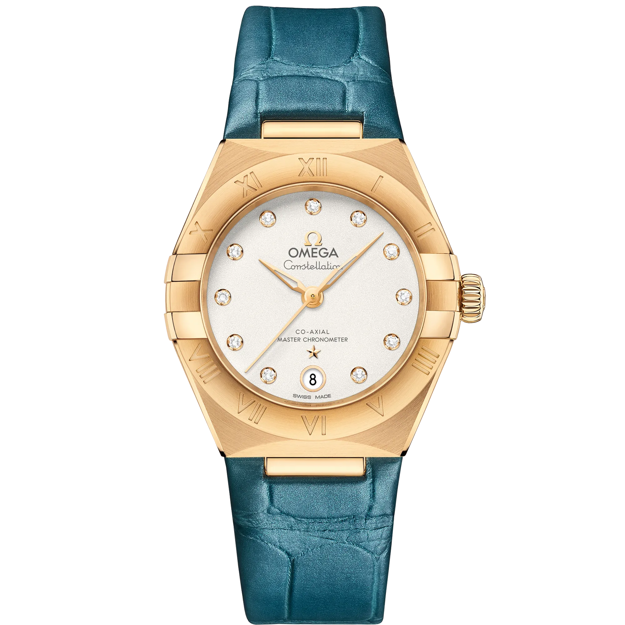 Omega Constellation 29 mm, yellow gold on leather strap