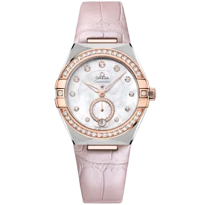 Omega Constellation 34 mm, steel - Sedna™ gold on leather strap