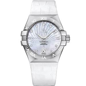 Omega Constellation 35 mm, steel on leather strap