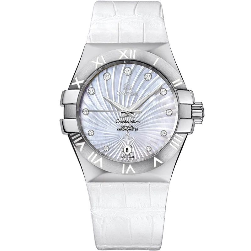 Omega Constellation 35 mm, steel on leather strap